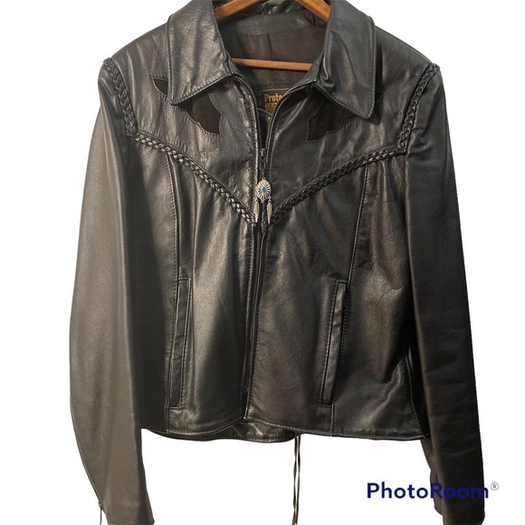 Protech Jackets & Blazers - Protech Womens Leather Apparel Black Motorcycle Jacket Size S/M